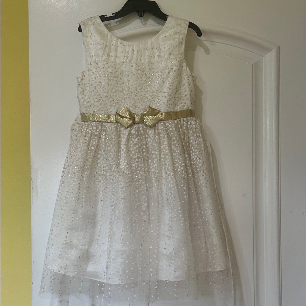 Jona Michelle White and Gold Polka Dot Dress